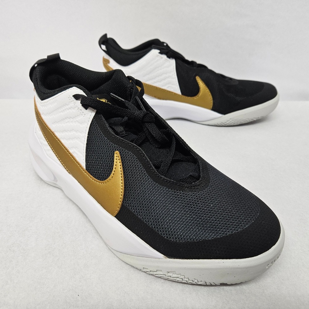 Nike Youth Team Hustle D 10 Basketball Shoes CW6735-002 Black‎ Gold White Sz 7Y
